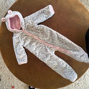 The Children’s Place Furry Leopard Print Footie with Pink Interior